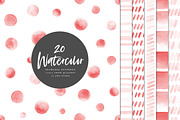 20 Watercolor Patterns Red