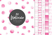 20 Watercolor Patterns Pink