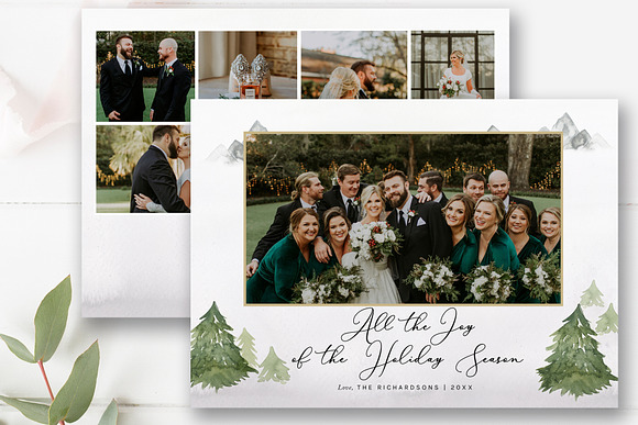 Pine Tree Christmas Photo Card PSD in Card Templates - product preview 1
