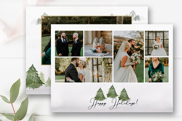 Pine Tree Christmas Photo Card PSD in Card Templates - product preview 2