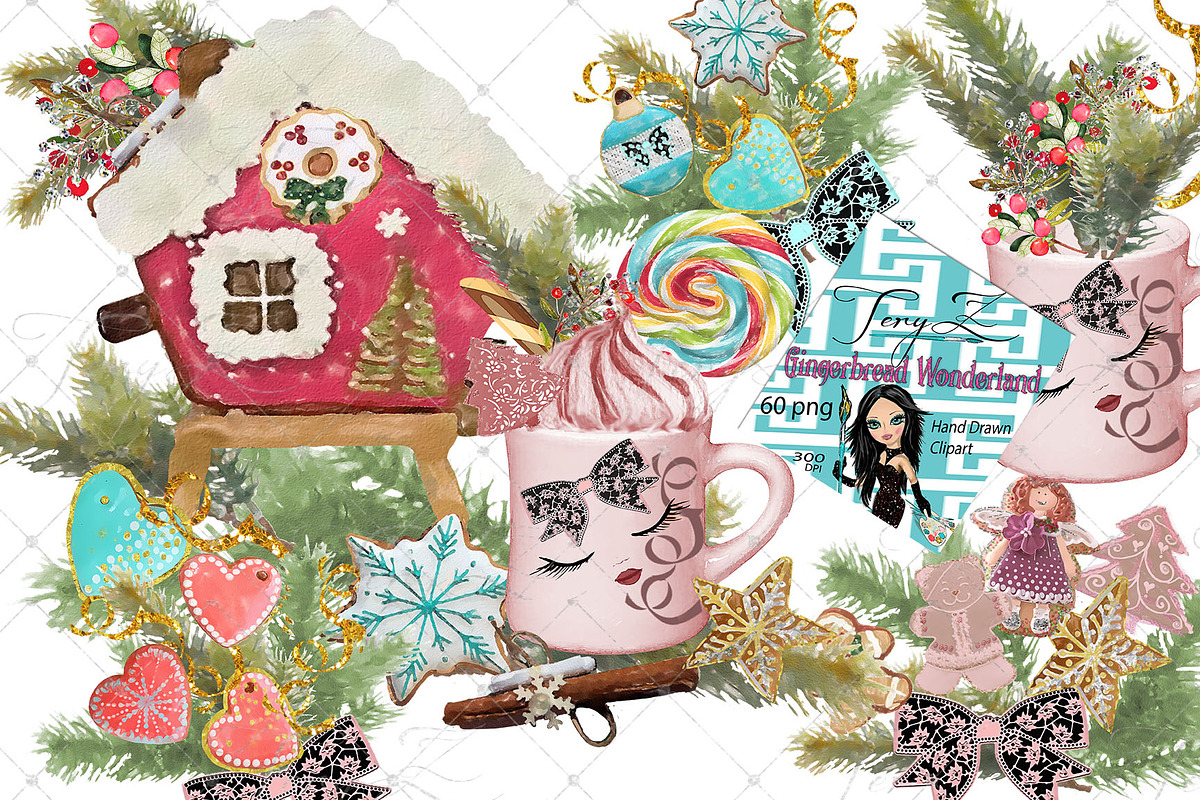 Christmas Gingerbread Clipart in Illustrations - product preview 8