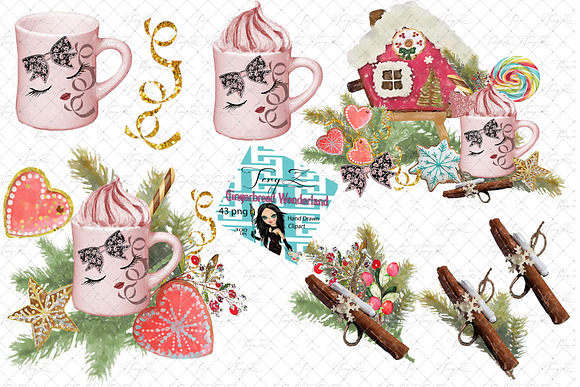 Christmas Gingerbread Clipart in Illustrations - product preview 3