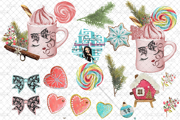 Christmas Gingerbread Clipart in Illustrations - product preview 4