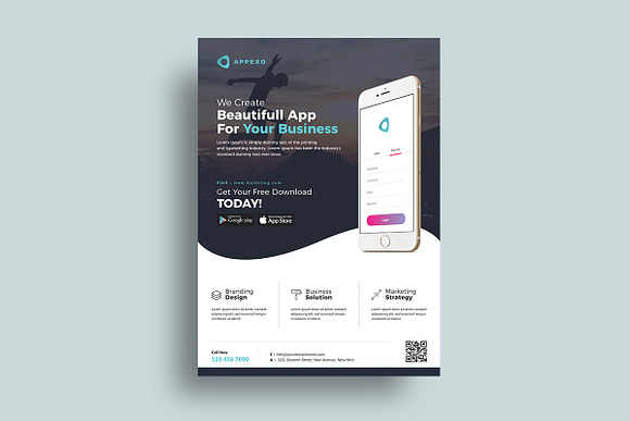 Mobile App Flyer in Flyer Templates - product preview 2