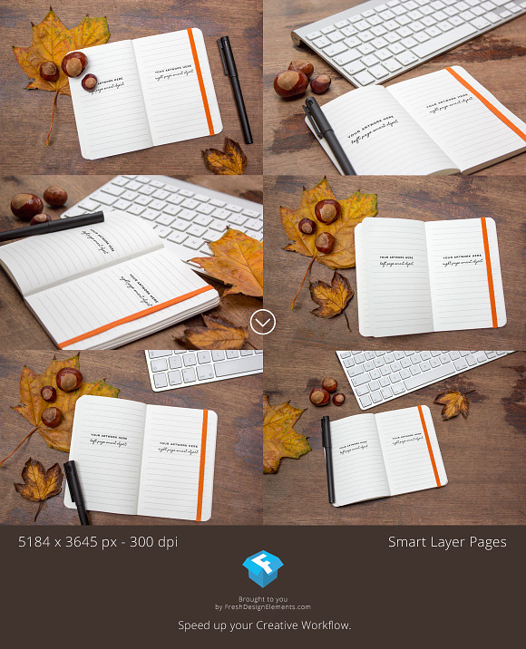 6 Autumn Notebook Mockups in Mockup Templates - product preview 1