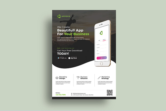 Mobile App Flyer in Flyer Templates - product preview 3