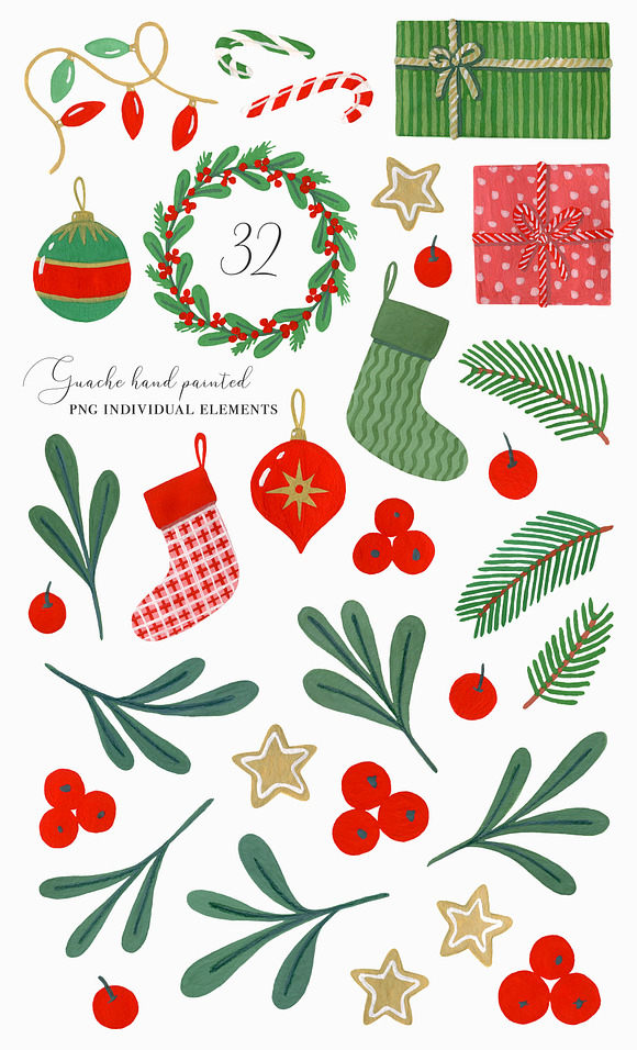 Christmas set. Patterns & lettering in Objects - product preview 1
