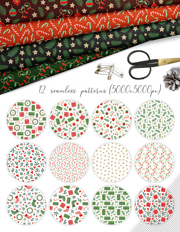 Christmas set. Patterns & lettering in Objects - product preview 2