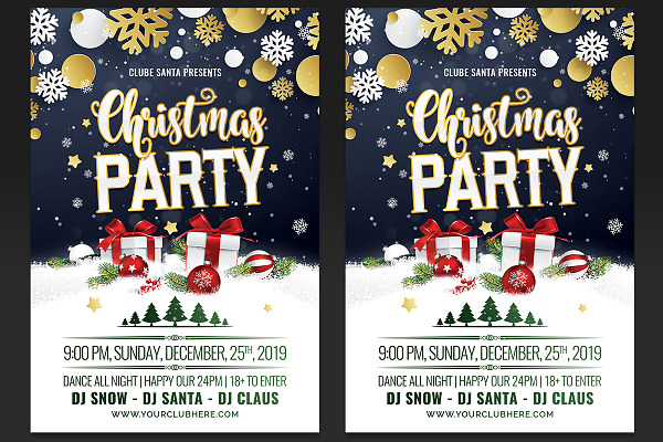 Christmas Party Flyer Template PSD