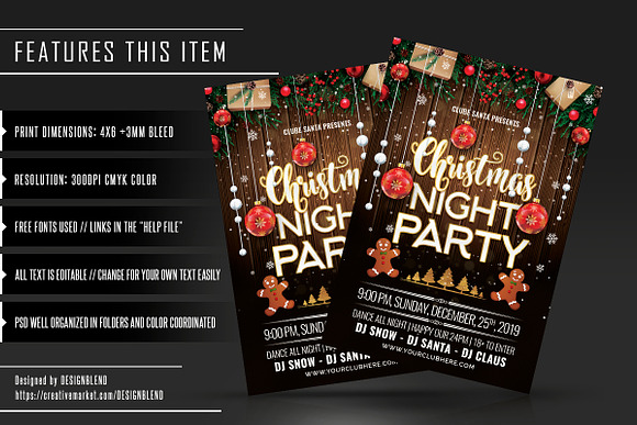 Christmas Night Party Flyer Template in Flyer Templates - product preview 1