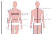 Male body for measuring the size