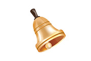 Golden Metal Bell Isolated on White