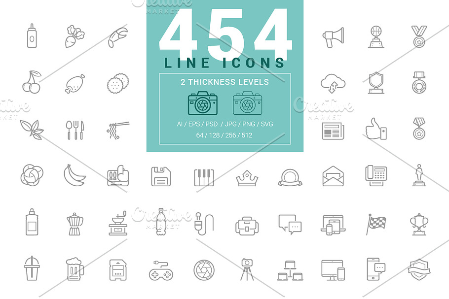 454 Line Icons Pack