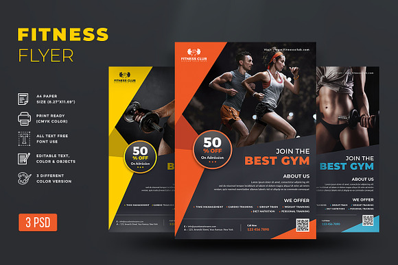 Fitness Flyer / Gym Flyer in Flyer Templates - product preview 3