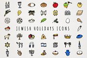 Jewish Holidays Icons Clipart Set