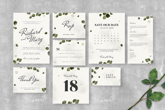 Leaves Wedding Invitation Suite in Wedding Templates - product preview 1