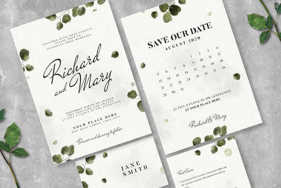 Leaves Wedding Invitation Suite in Wedding Templates - product preview 2