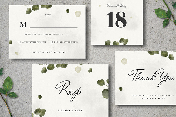 Leaves Wedding Invitation Suite in Wedding Templates - product preview 4