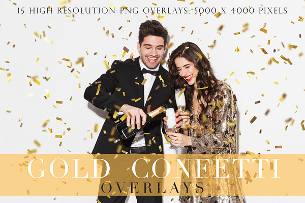 Gold confetti overlays