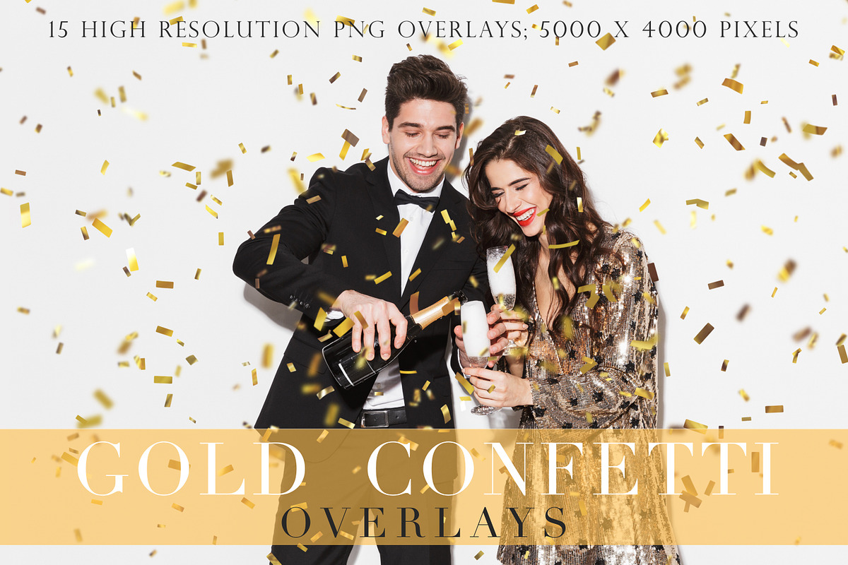 Gold confetti overlays in Objects - product preview 8