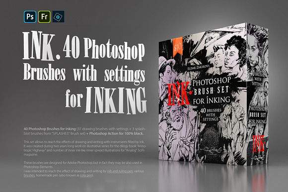INK. 40 PS Brushes for Inking + in Add-Ons - product preview 5