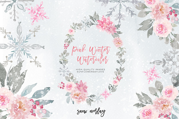 Snowflakes Pink & Silver clipart