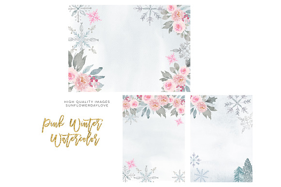 Snowflakes Pink & Silver clipart in Illustrations - product preview 1