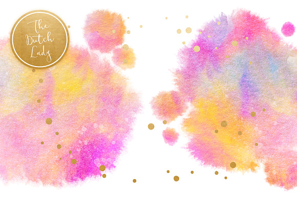 Rainbow Fuzzy Ink Stain Clipart Set in Illustrations - product preview 2