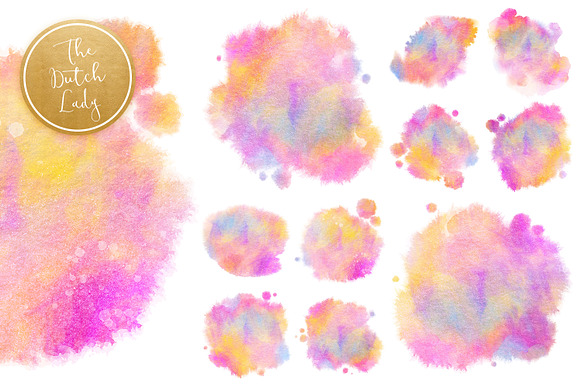 Rainbow Fuzzy Ink Stain Clipart Set in Illustrations - product preview 4