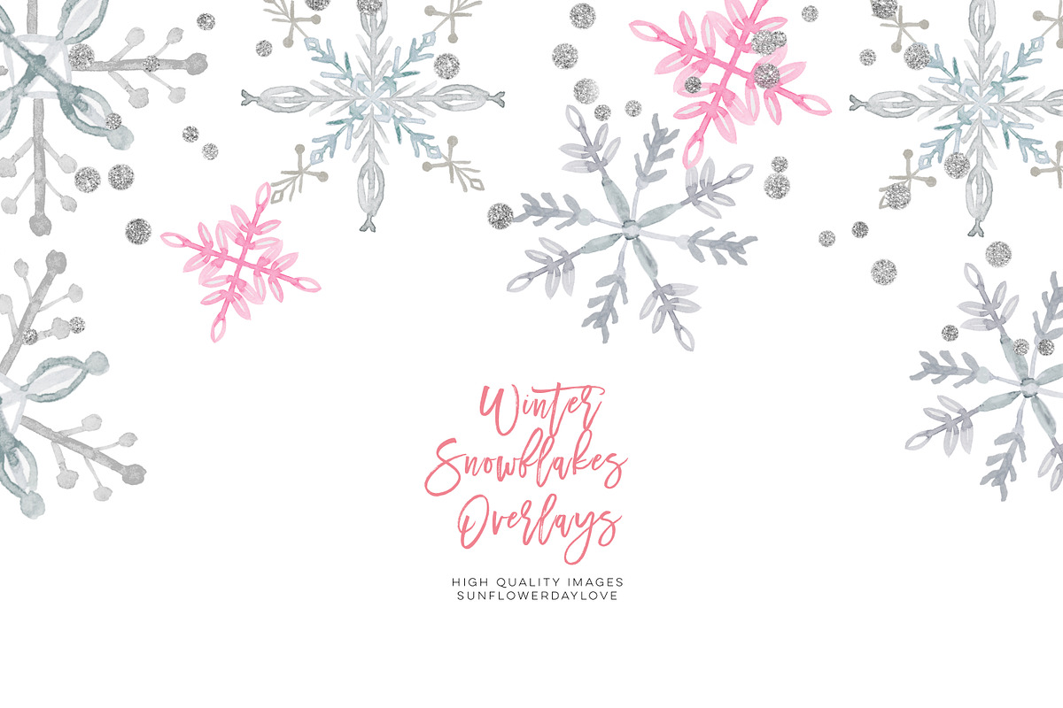 Winter snowflakes overlays in Illustrations - product preview 8