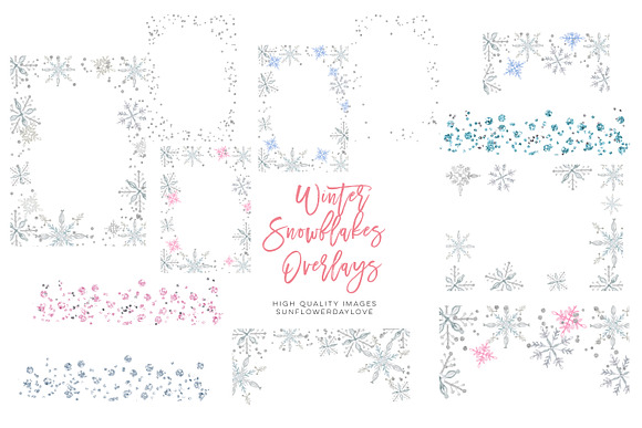 Winter snowflakes overlays in Illustrations - product preview 1