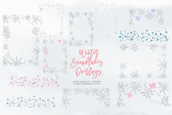 Winter snowflakes overlays in Illustrations - product preview 2