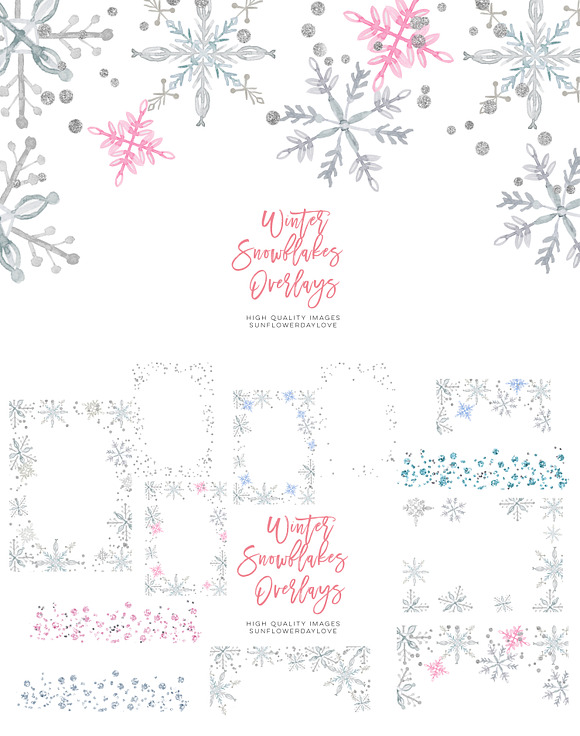Winter snowflakes overlays in Illustrations - product preview 3