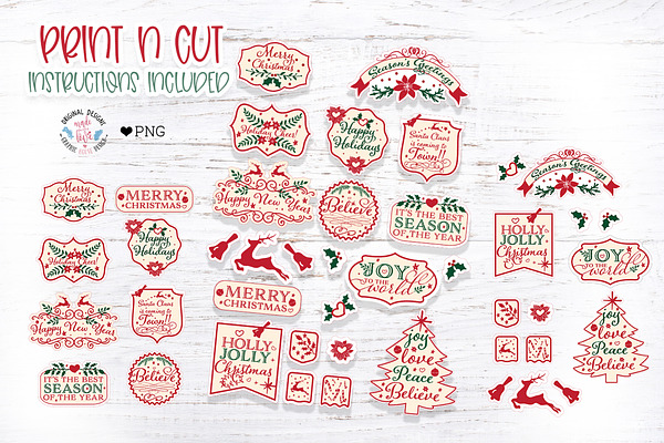 Vintage Type Christmas Stickers