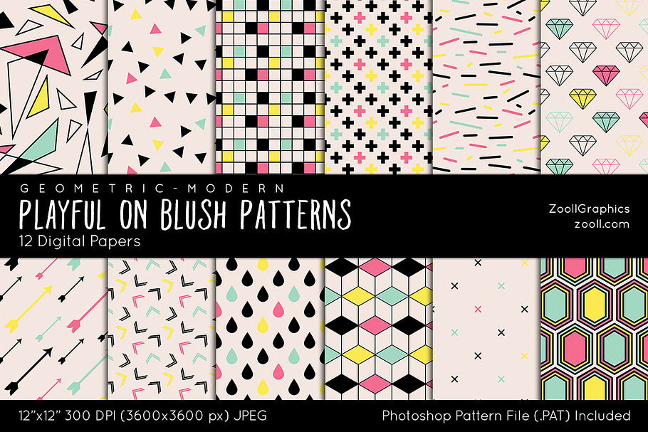Playful On Blush Digital Papers in Patterns - product preview 8
