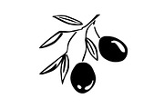 Stylized olive branch silhouette