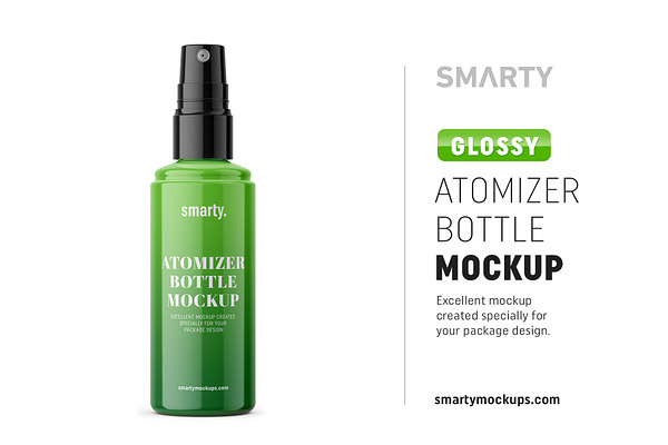 Glossy atomizer bottle mockup