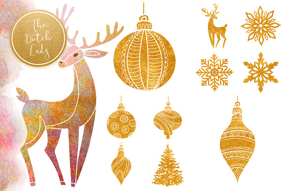 Christmas Ornament Clipart Set in Illustrations - product preview 2