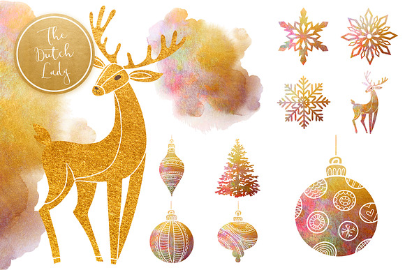 Christmas Ornament Clipart Set in Illustrations - product preview 4