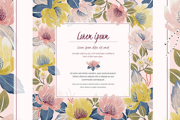 Vintage frame with retro flowers in Illustrations - product preview 1