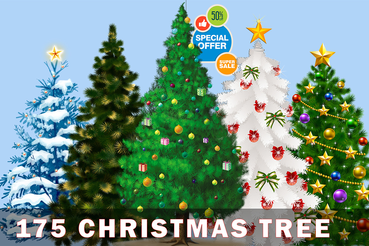 Christmas trees bundle in Objects - product preview 8