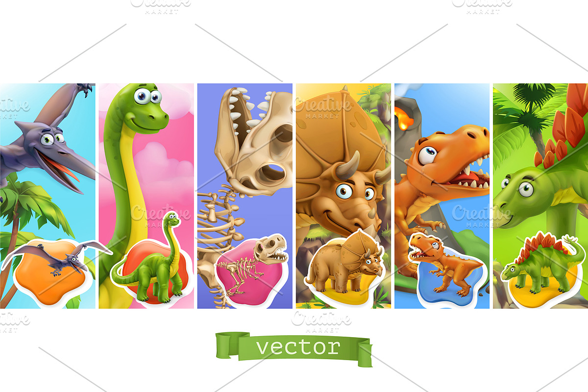 Dinosaurs on colorful background in Illustrations - product preview 8