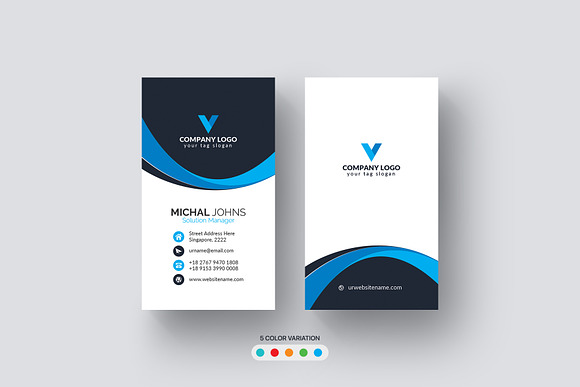 Vertical Business Card in Business Card Templates - product preview 2