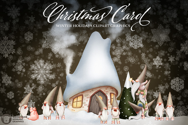 Christmas Carol Gnomes Clipart