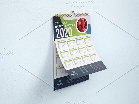Single Page Wall Calendar 2020 in Stationery Templates - product preview 1