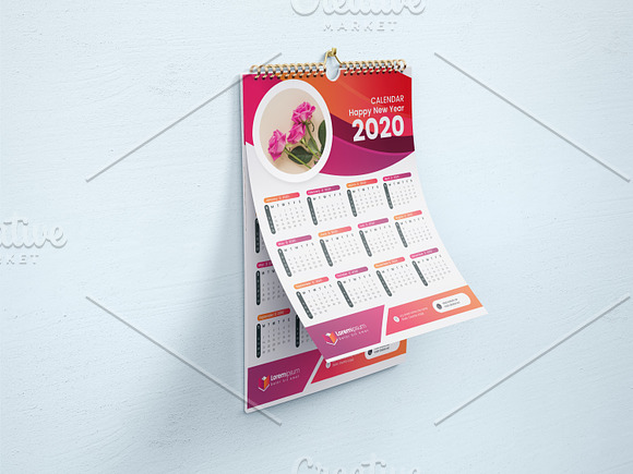 One Page Calendar 2020 in Stationery Templates - product preview 1