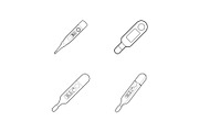 Thermometer icon set, outline style