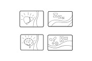 Info card icon set, outline style