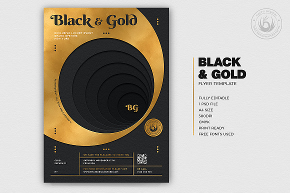 Black and Gold Flyer Template V11 in Flyer Templates - product preview 1