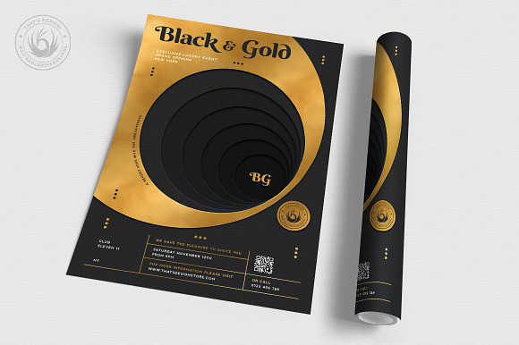 Black and Gold Flyer Template V11 in Flyer Templates - product preview 2